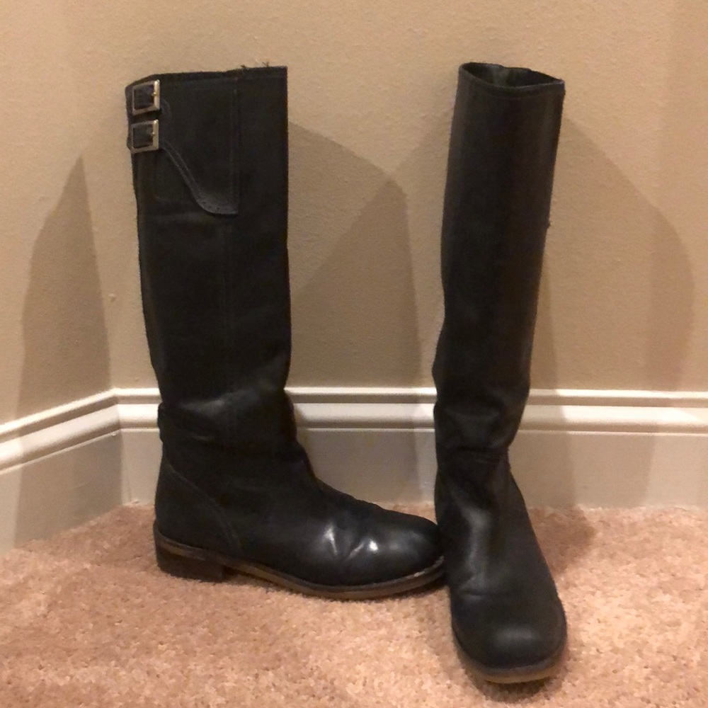Lucky Brand Black Leather Andria Riding Boots